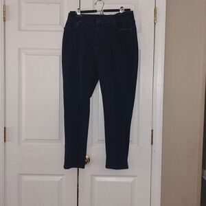D & Co Denim & Company  stretch dark blue denim elastic jean leggings   Sz 12P